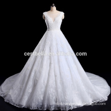 Deep V-Neck heavy beading Net china custom made wedding dress made in China